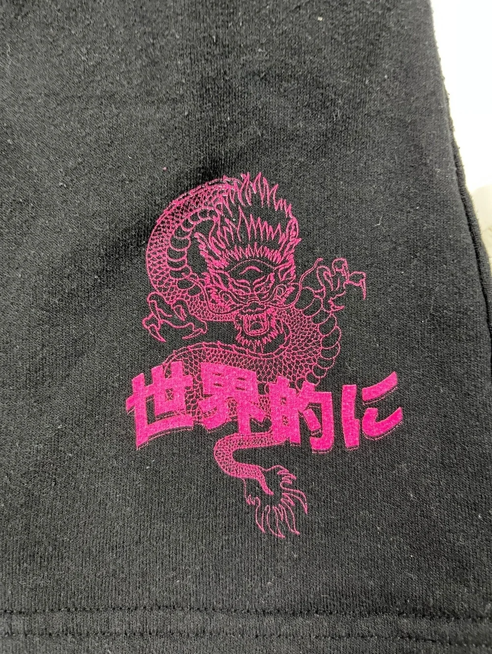 Black Shorts with Pink Dragon Graphic Size M Casual